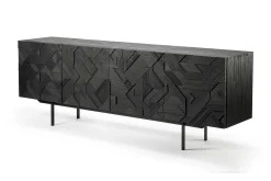 Anrichte Graphic Teak schwarz B 224 cm