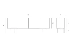 Anrichte Graphic Teak schwarz B 224 cm