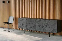 Anrichte Graphic Teak schwarz B 224 cm
