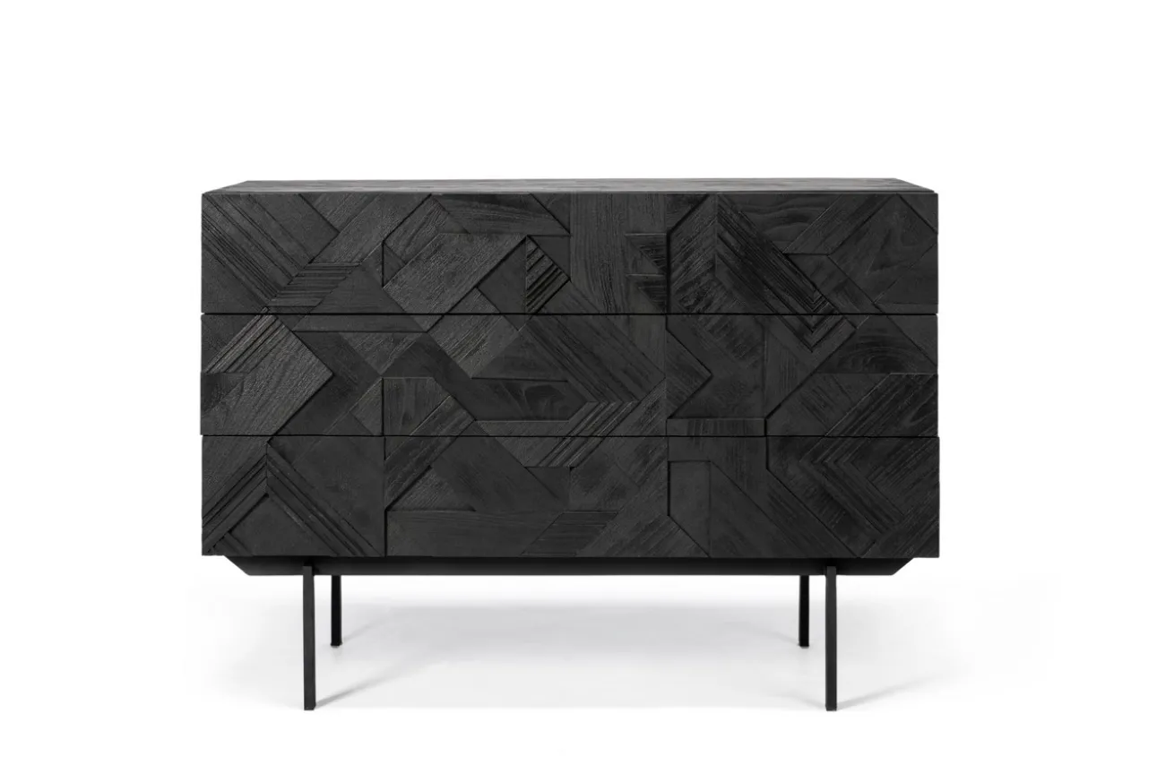 Anrichte Graphic Teak schwarz B 100 cm