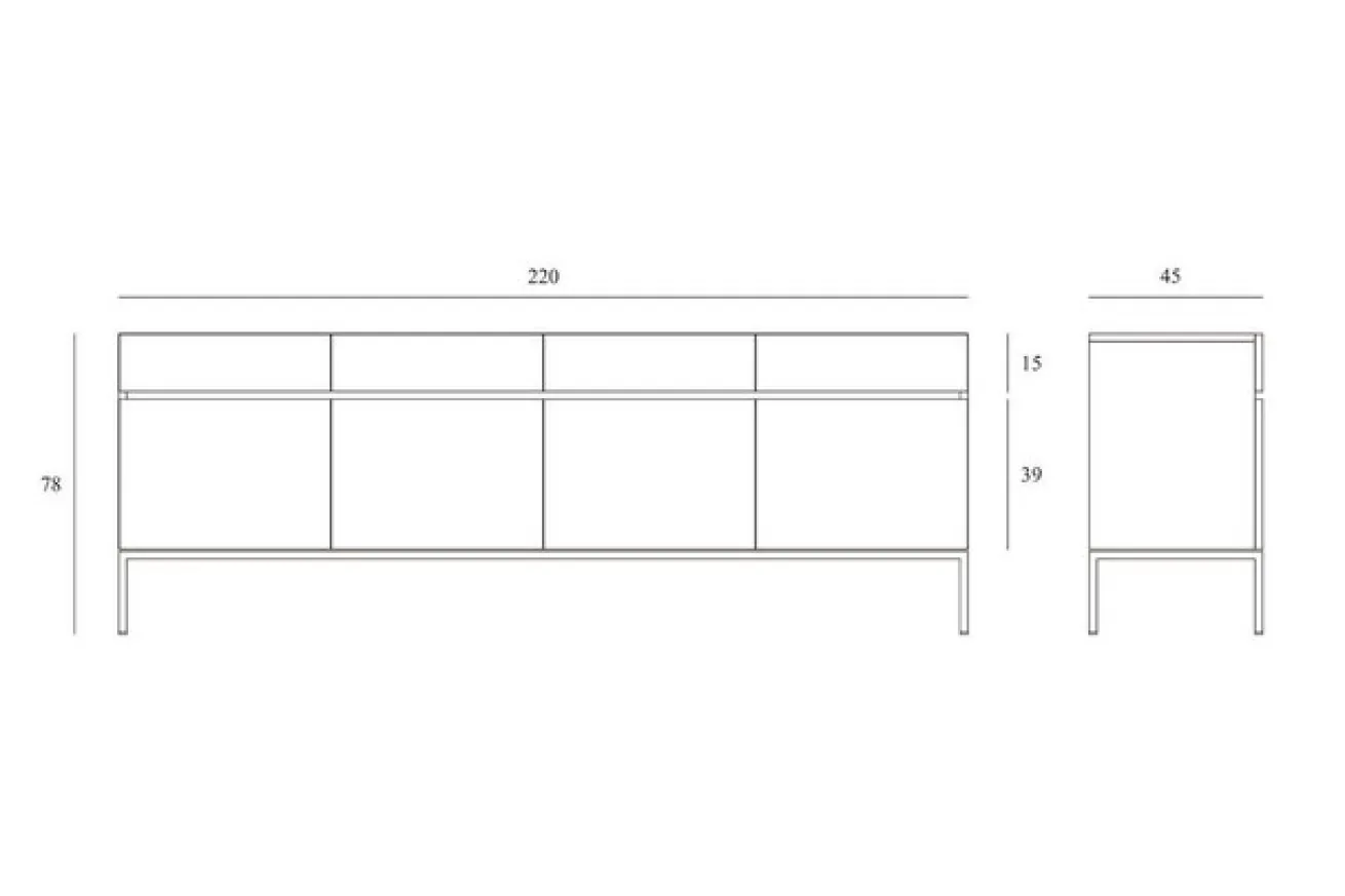 Anrichte Ligna Eiche schwarz B 220 cm