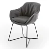 Armlehnstuhl Riley Leder anthrazit Metallgestell standard