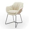 Armlehnstuhl Riley Ledermix latte Metallgestell standard