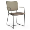 Armlehnstuhl Stoff Leder taupe
