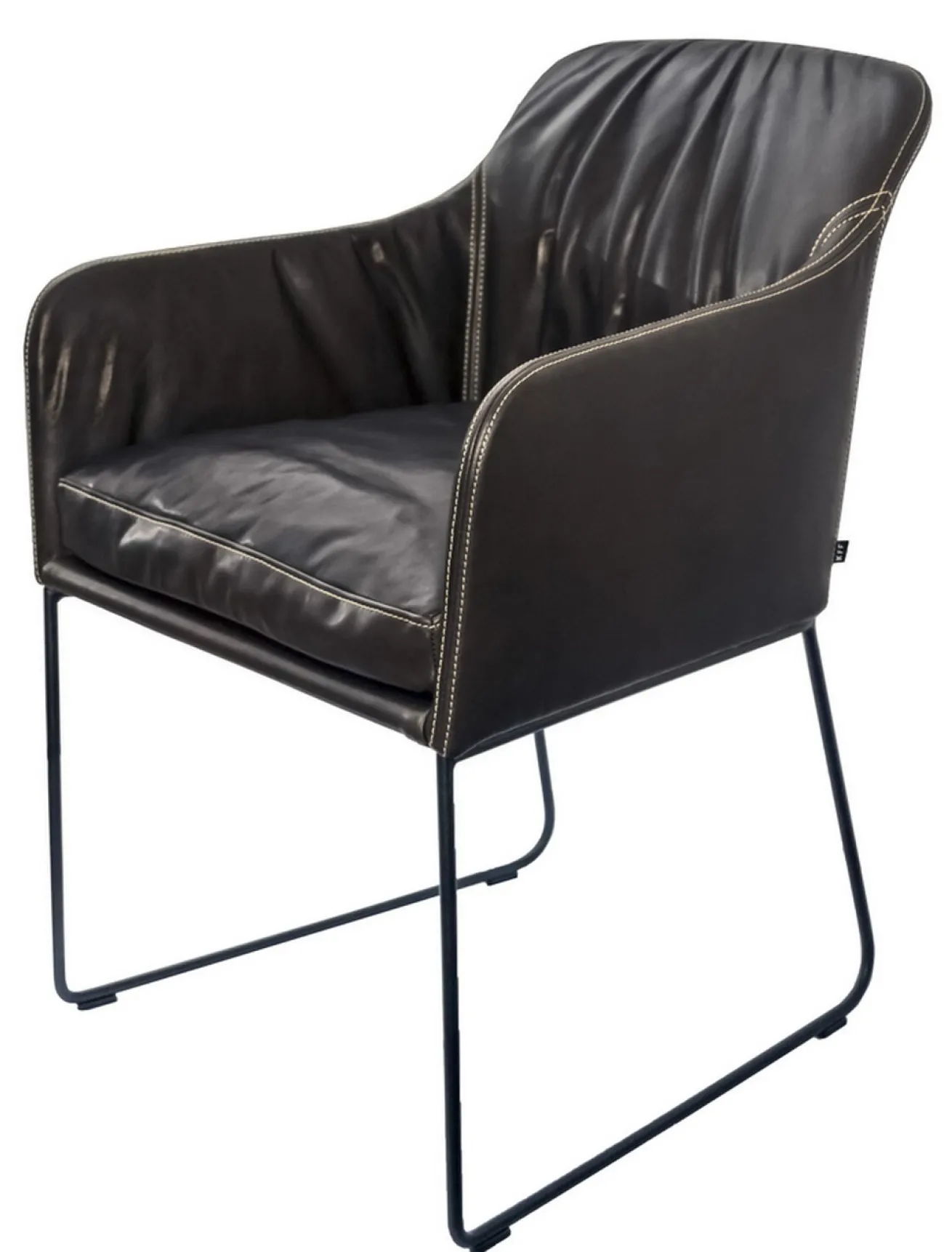 Armlehnstuhl Youma Casual Leder schwarz