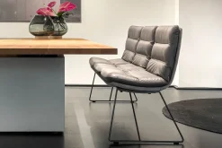 Bank Arva 3-Sitzer Stoff-Leder grau
