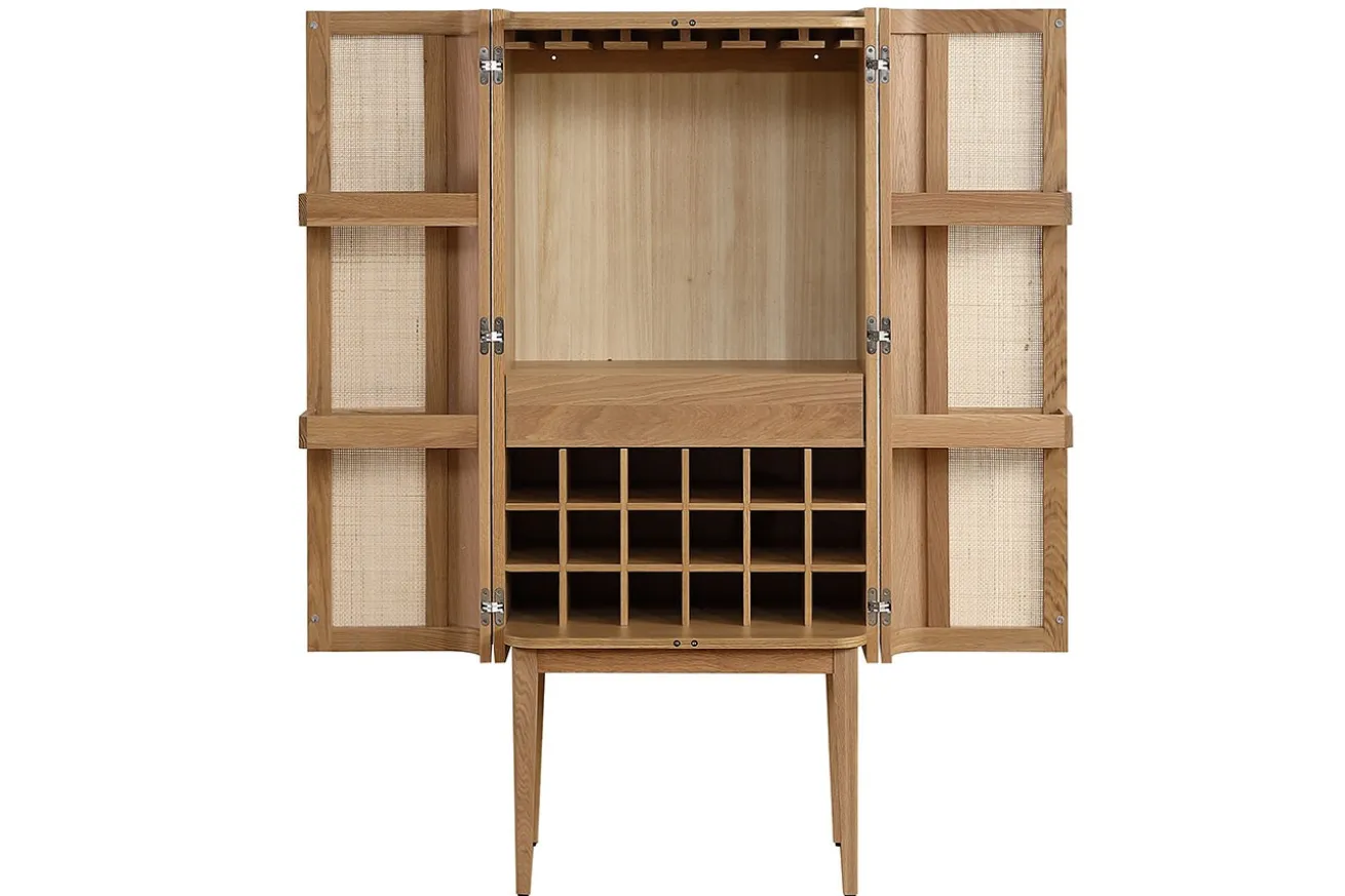 Barschrank Vienna mit Rattangeflecht H 162 cm