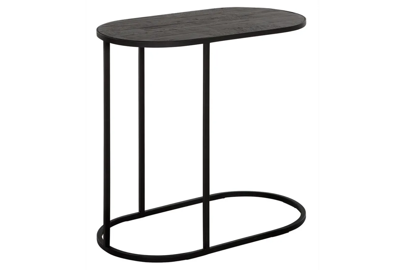 Beistelltisch Highlight Teak schwarz oval B 60 cm
