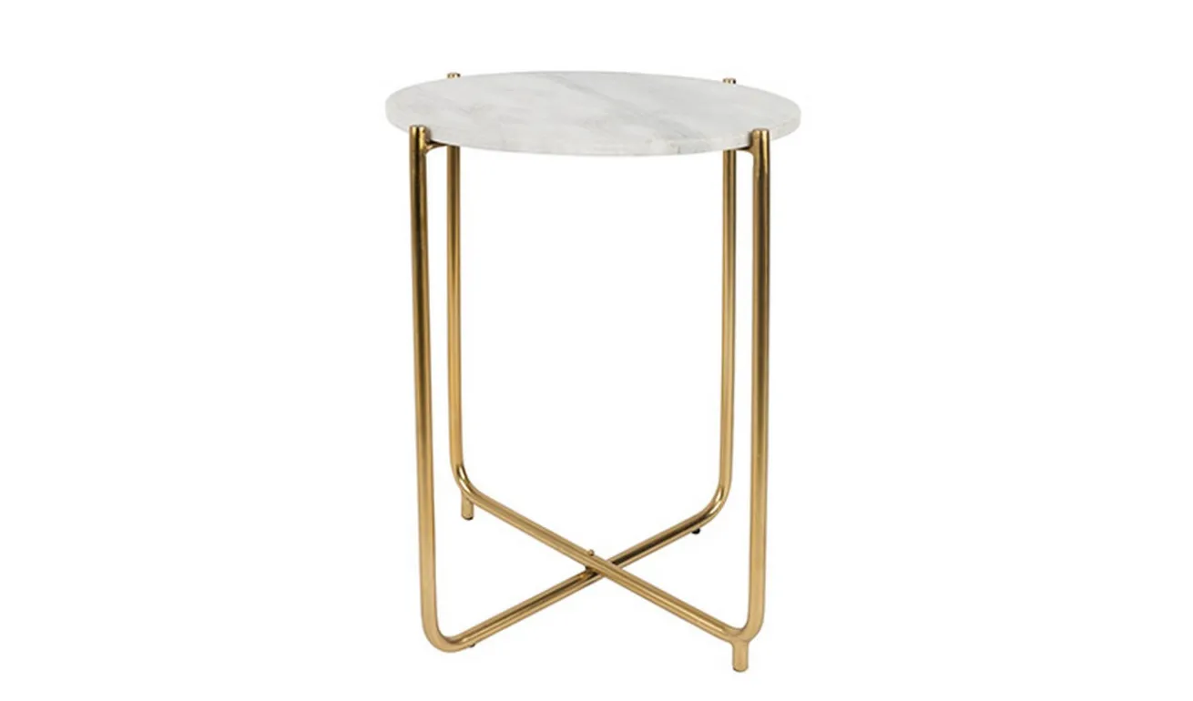 Beistelltisch rund Marmor weiss h 54 cm