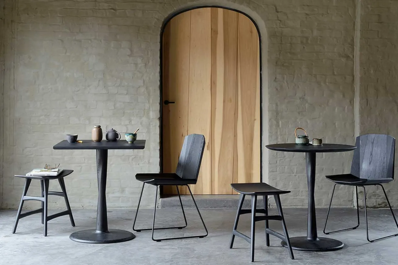 Bistrotisch Torsion Eiche schwarz D 70 cm