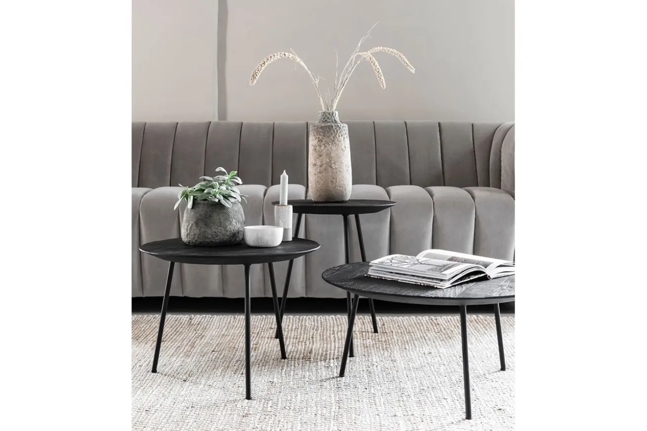 Couchtisch Highlight Teak schwarz rund D 60 cm