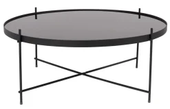 Couchtisch rund Metall Glas schwarz