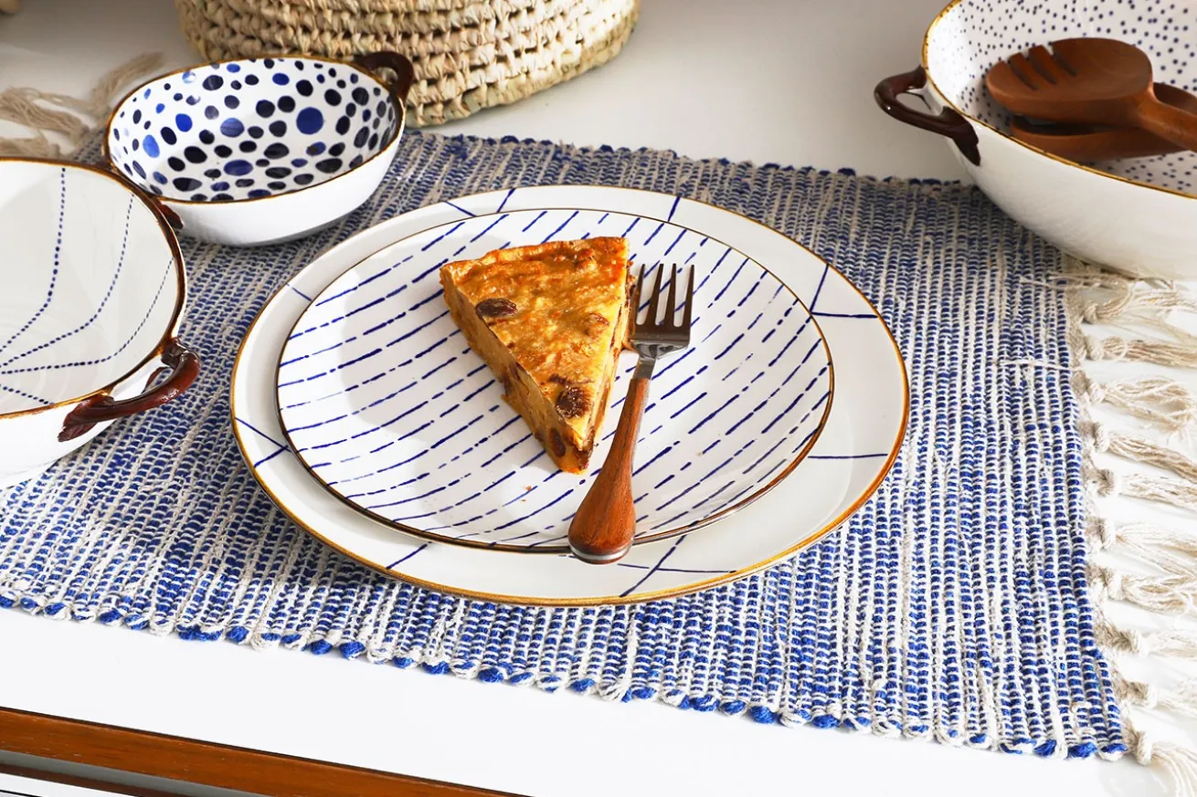 Dessertteller Anafi blau weiss D 22 cm