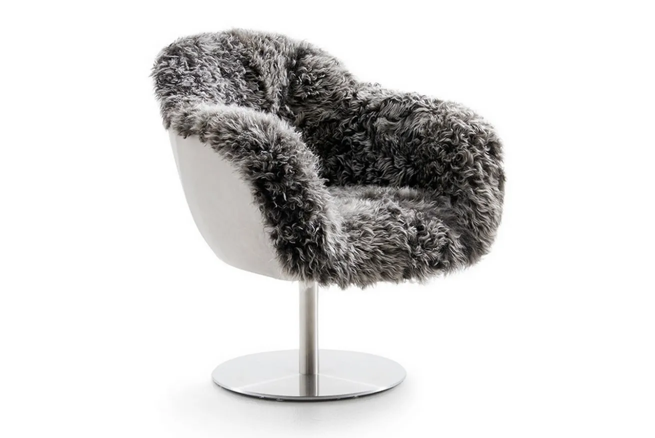 Drehsessel Lola mit Fell grau