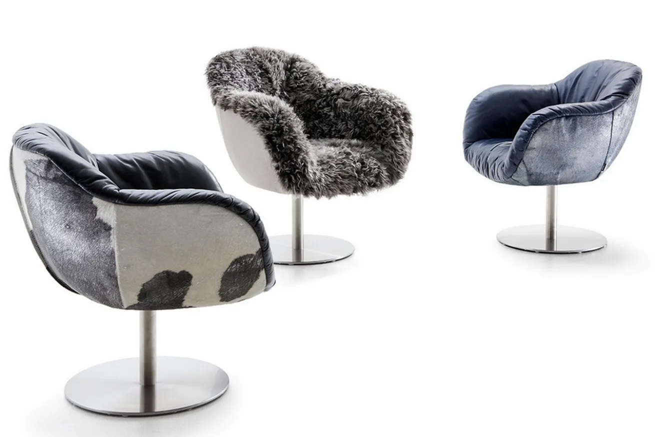 Drehsessel Lola mit Fell grau
