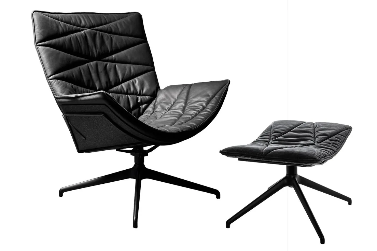 Drehsessel Nest Pure Lounge Leder schwarz