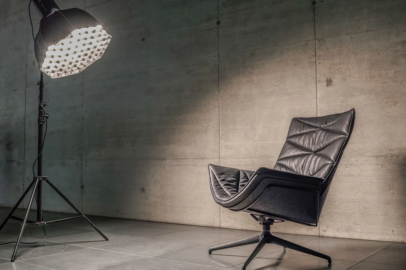 Drehsessel Nest Pure Lounge Leder schwarz