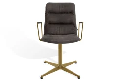Drehstuhl Arva Light mit Arm Leder grau
