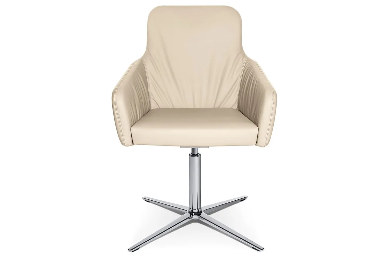 Drehstuhl W-Cube 1CL mit Arm Leder creme