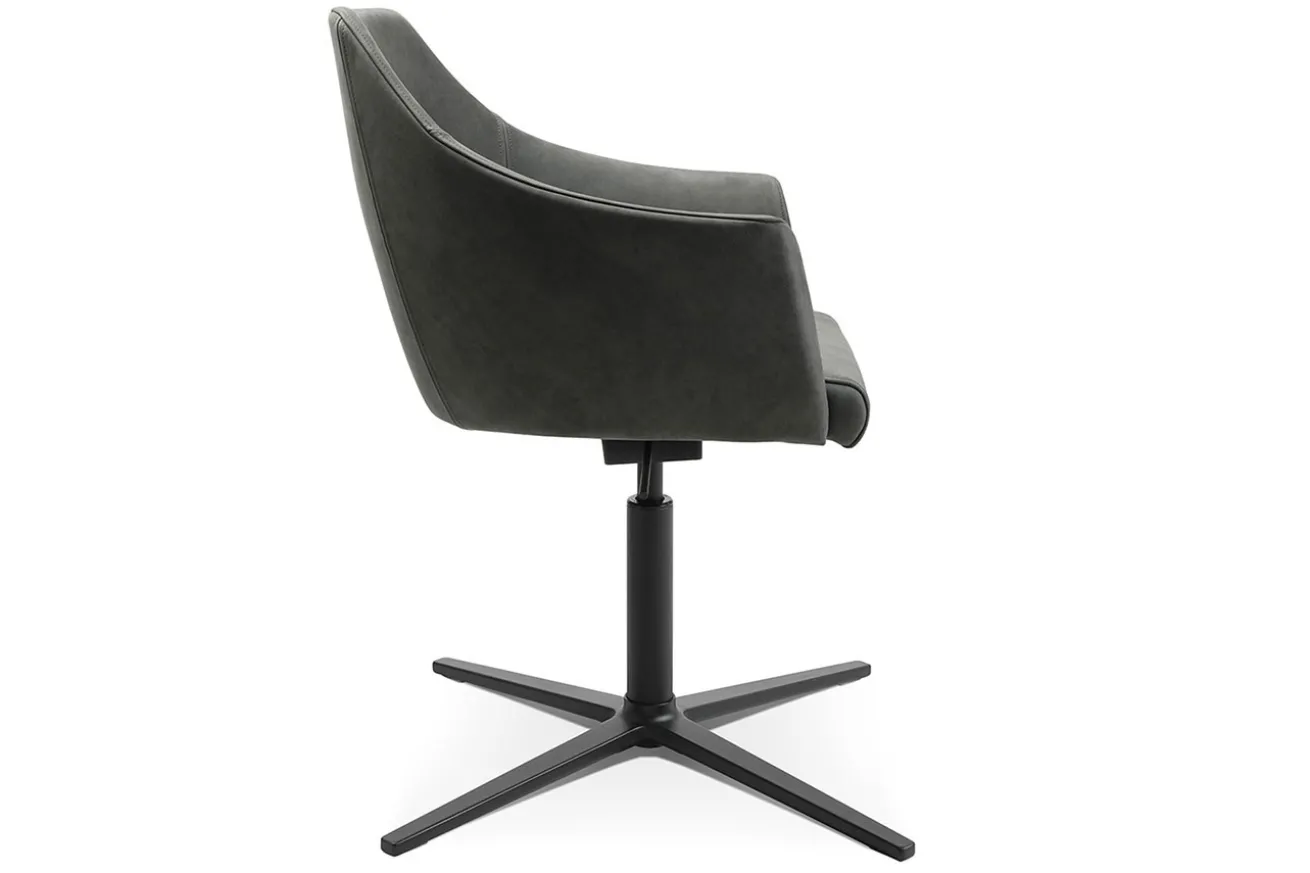 Drehstuhl W-Cube 3 mit Arm Leder grau