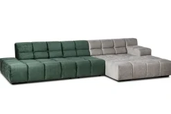 Ecksofa Cube Stoff dunkelgrün grau