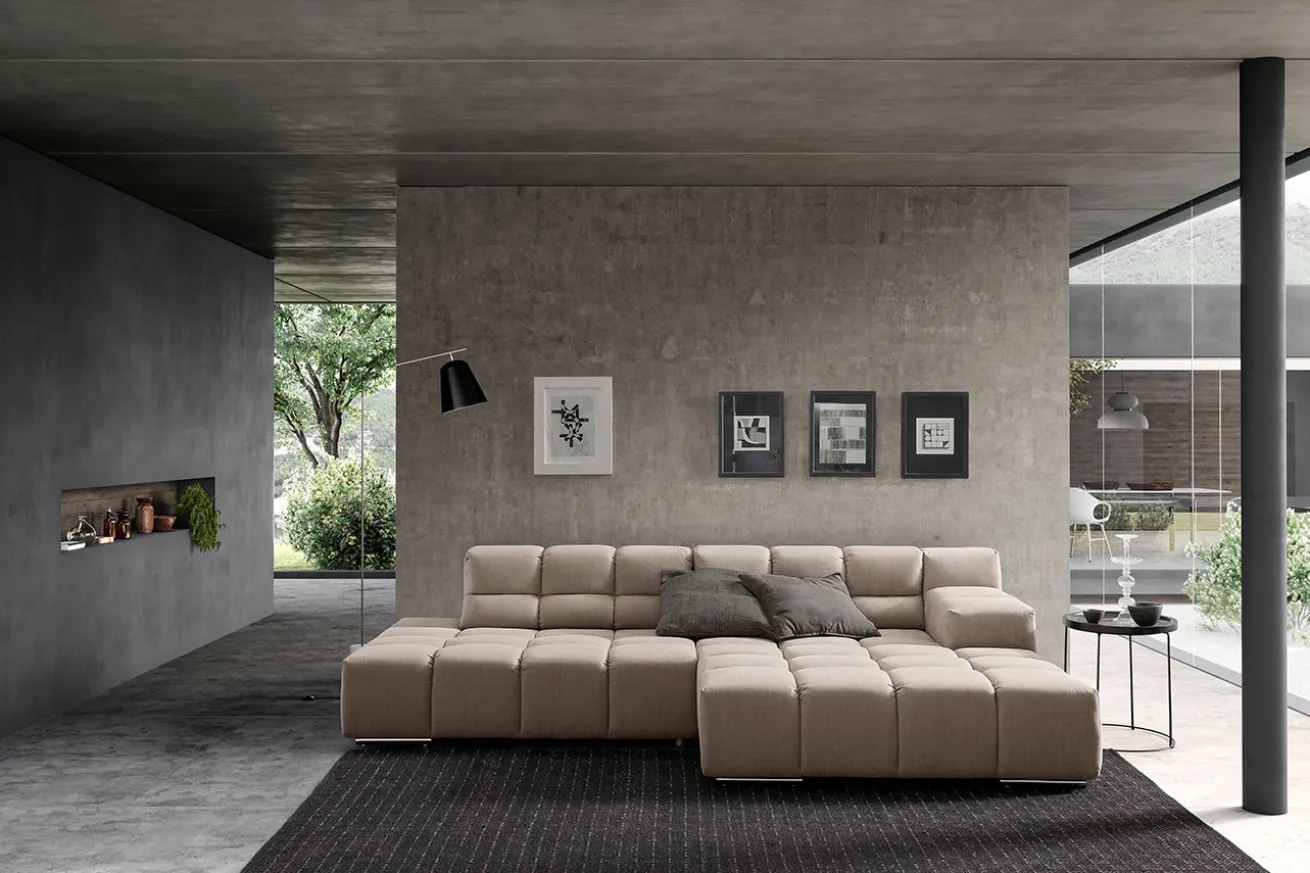 Ecksofa Cube Stoff natur