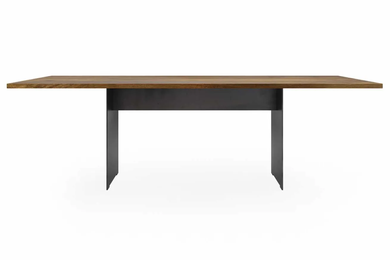 Esstisch Raw 90 Nussbaum Stahlwangen ab 160 cm konfigurierbar