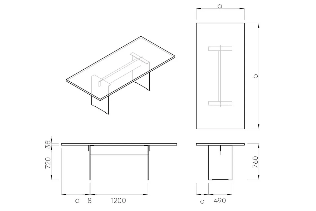 Esstisch Raw 90 Nussbaum Stahlwangen ab 160 cm konfigurierbar