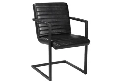 Freischwinger Oxford Leder schwarz