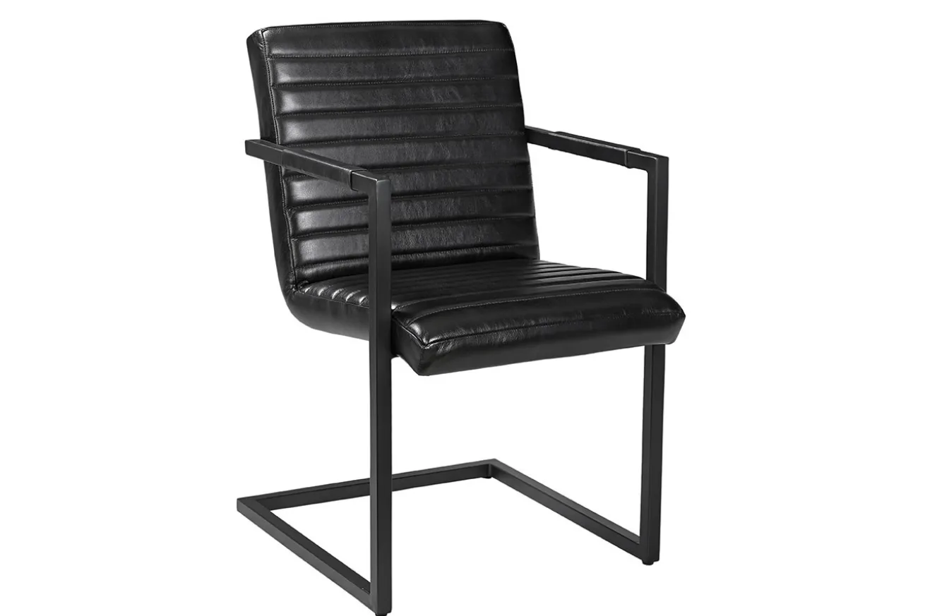 Freischwinger Oxford Leder schwarz
