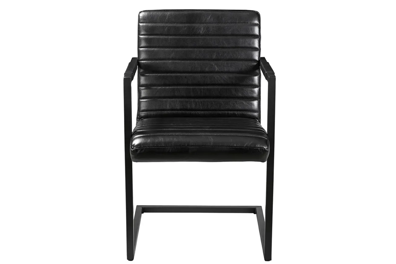 Freischwinger Oxford Leder schwarz