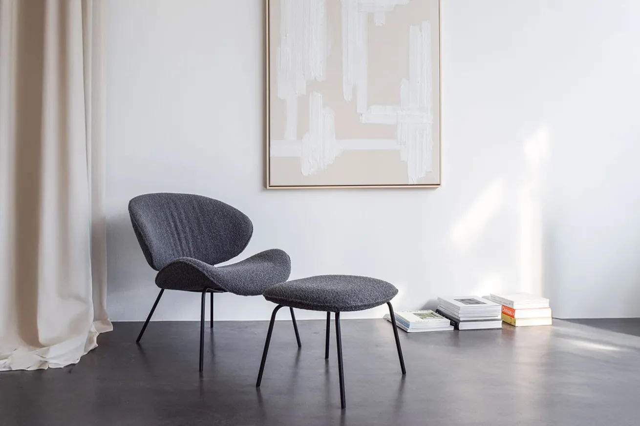Fußhocker Alvaro Lounge Bouclé grau