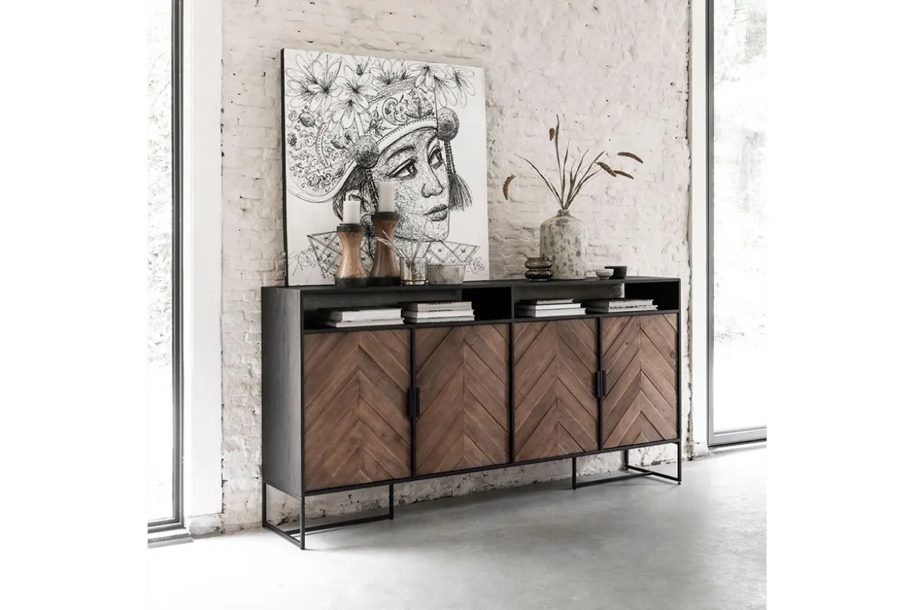 Highboard Criss Cross Massivholz B 200 cm