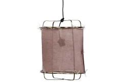 Hängelampe Grisha Leinen rosa H 40cm