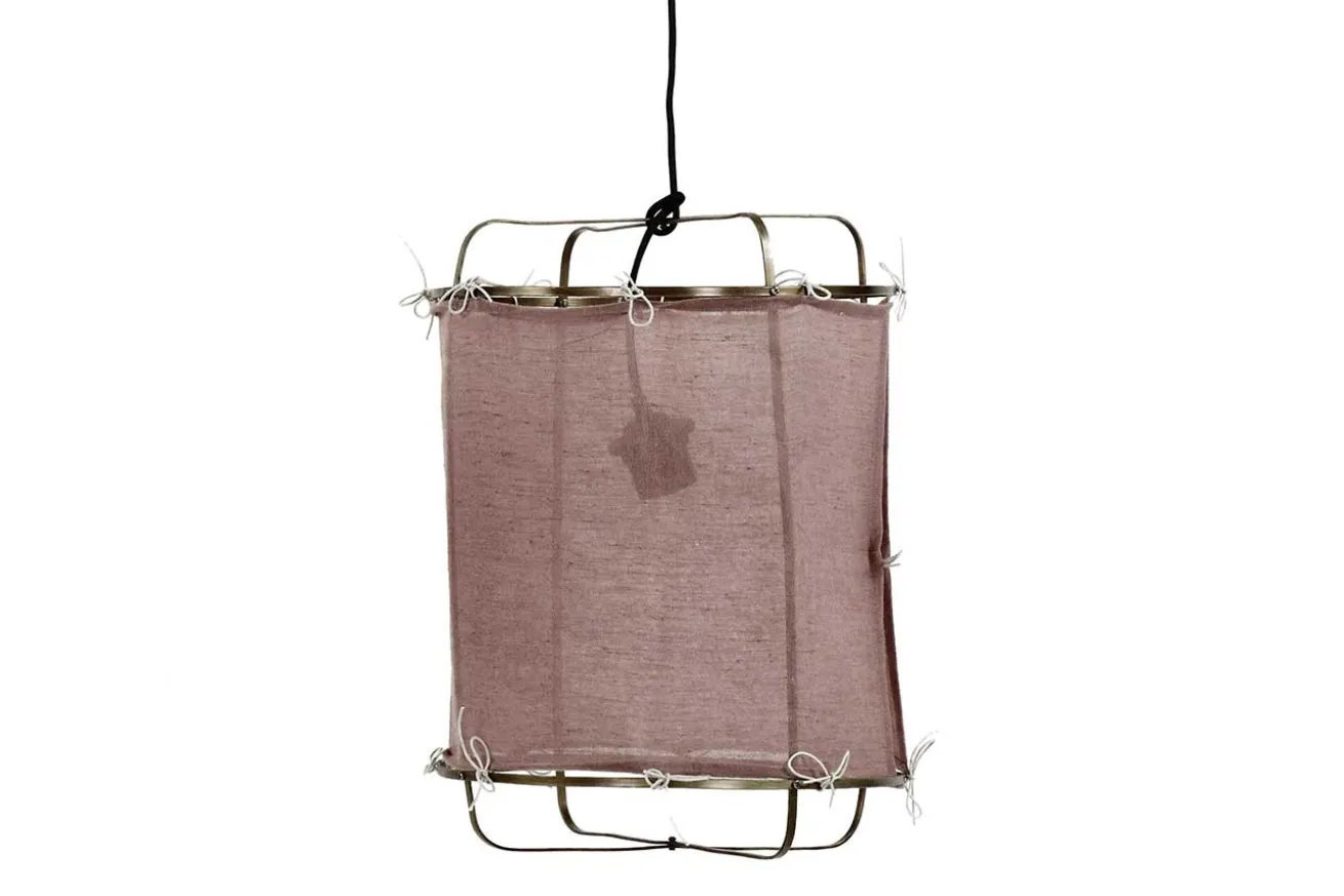 Hängelampe Grisha Leinen rosa H 40cm