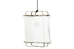 Hängelampe Grisha Leinen weiß H 40cm