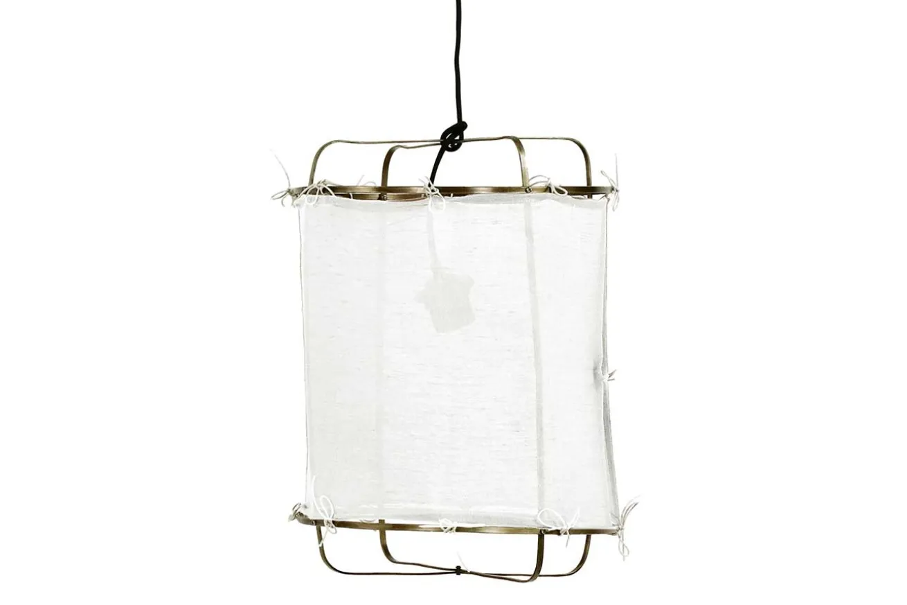 Hängelampe Grisha Leinen weiß H 40cm