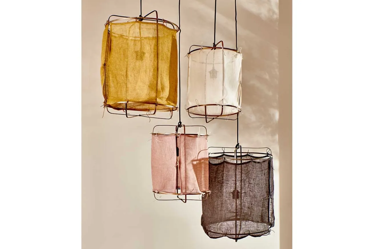Hängelampe Grisha Leinen weiß H 40cm
