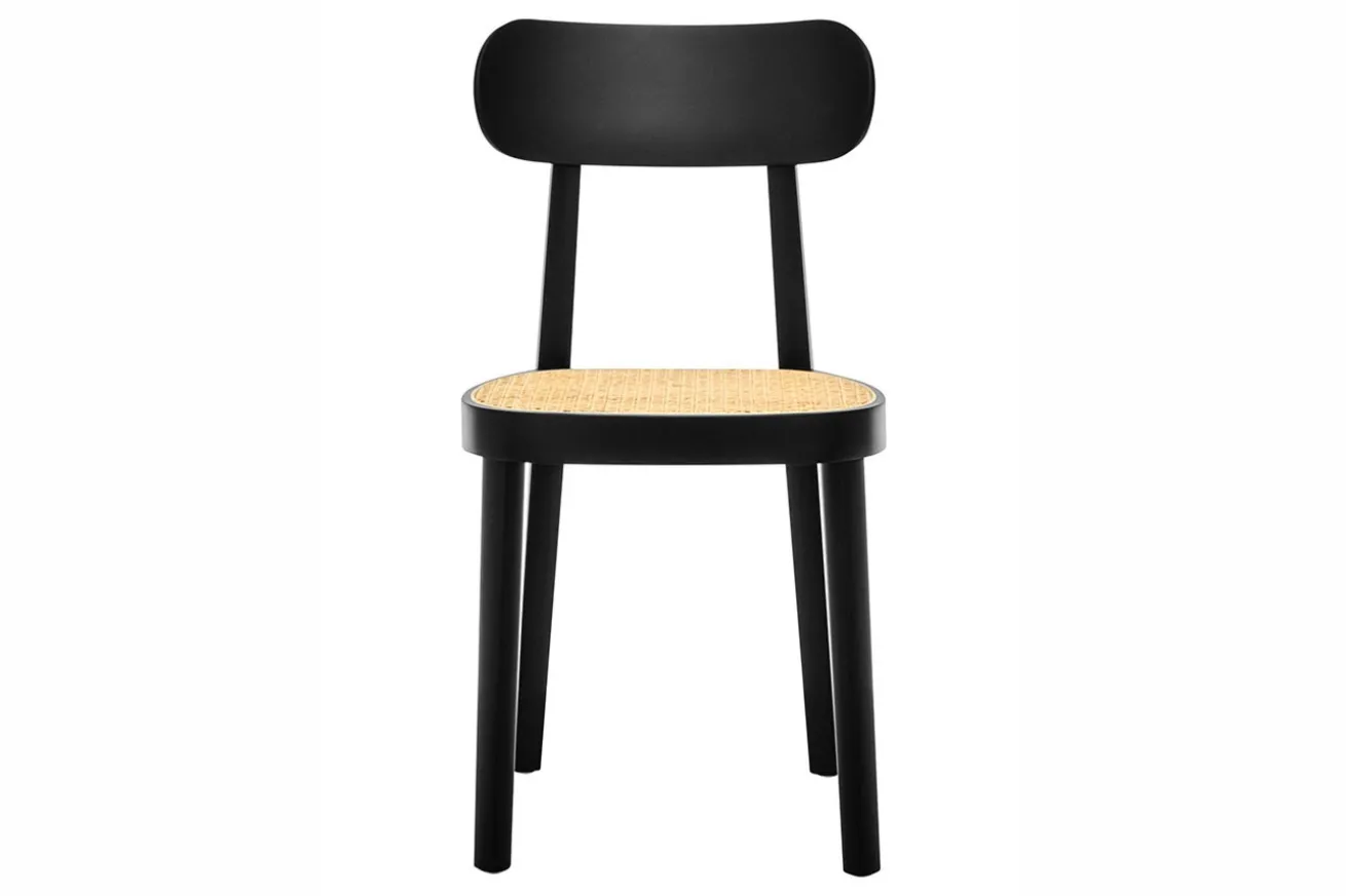 Holzstuhl mit Rattan P 118 schwarz