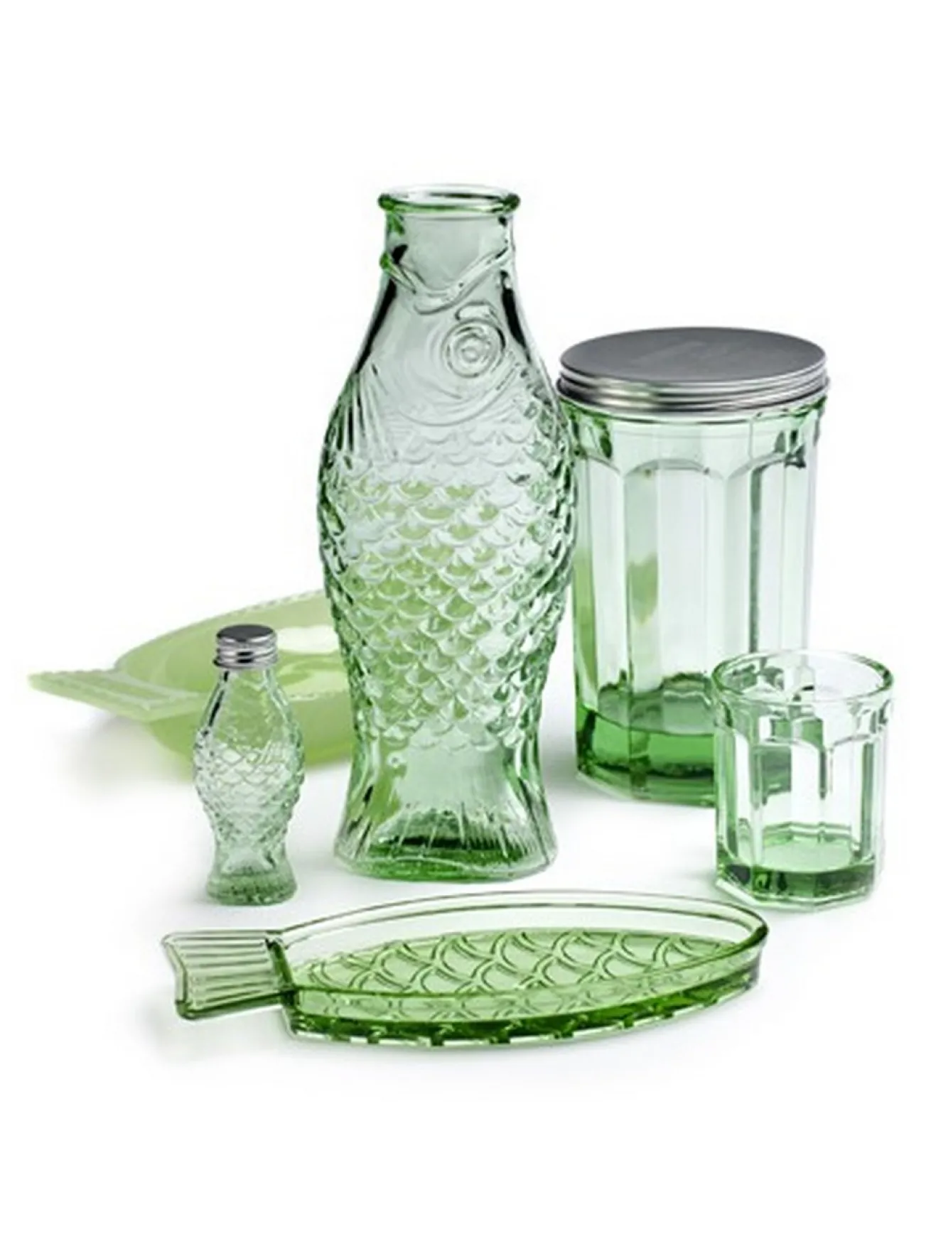 Karaffe Fish & Fish Glas grün H 29 cm