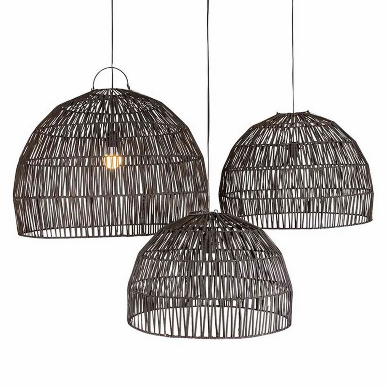 Lampenschirm Ibiza Rattan schwarz M