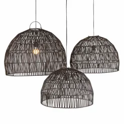 Lampenschirm Ibiza Rattan schwarz L