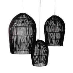 Lampenschirm Isla Rattan schwarz M