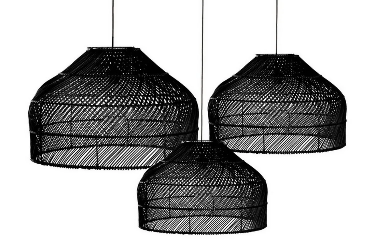 Lampenschirm Ivy Rattan schwarz S