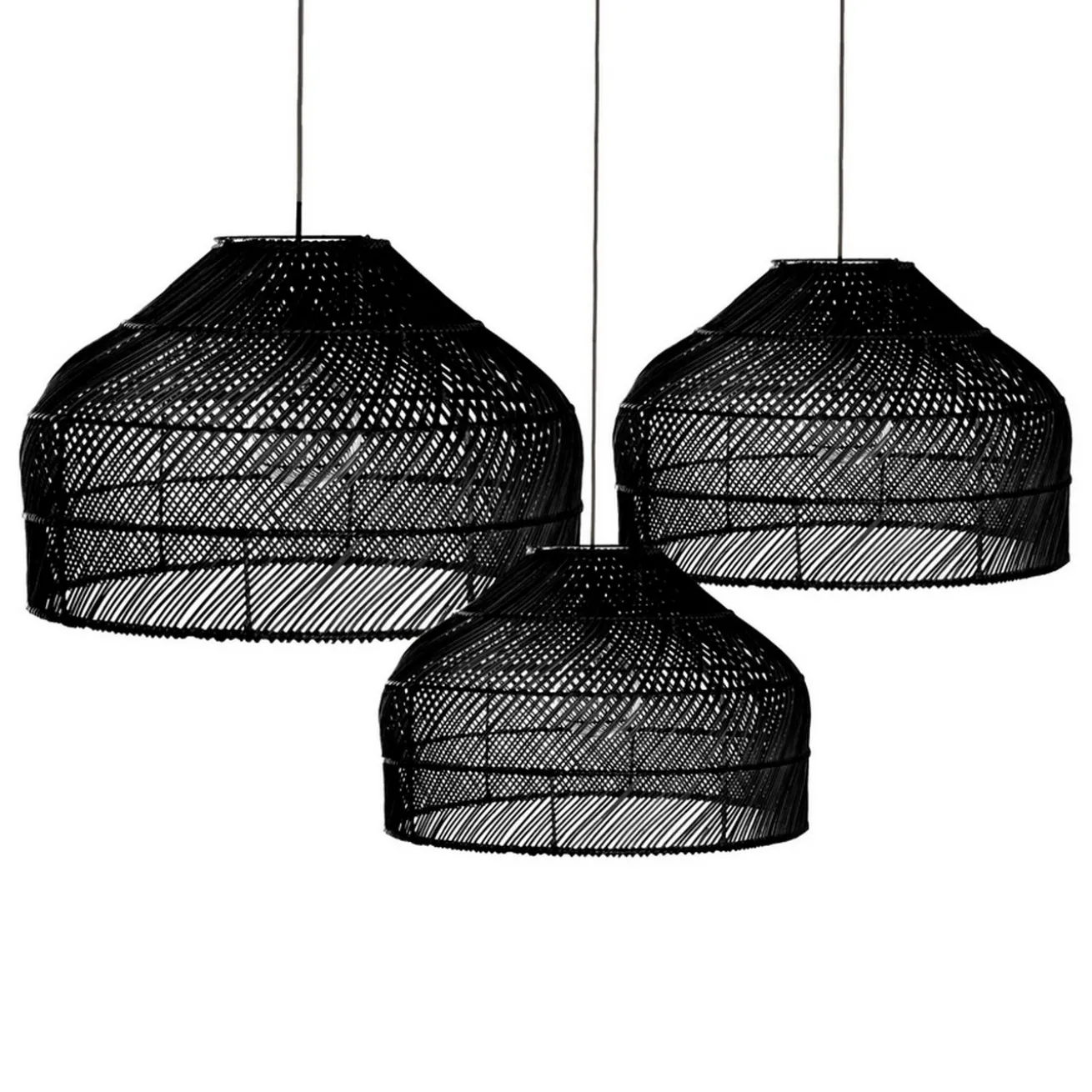 Lampenschirm Ivy Rattan schwarz L