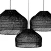 Lampenschirm Luna Rattan schwarz 3er-Set