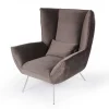 Loungesessel Evelin Velvet mit dem Sonderfuß chrome matt