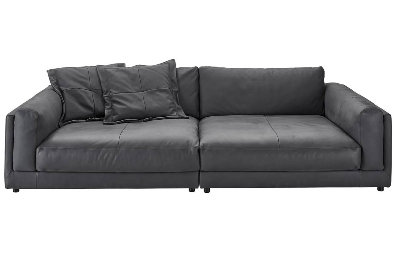 Loungesofa Ken Leder anthrazit