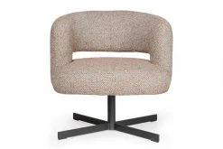 Low Dining Sessel Lennox Stoff hell gemustert