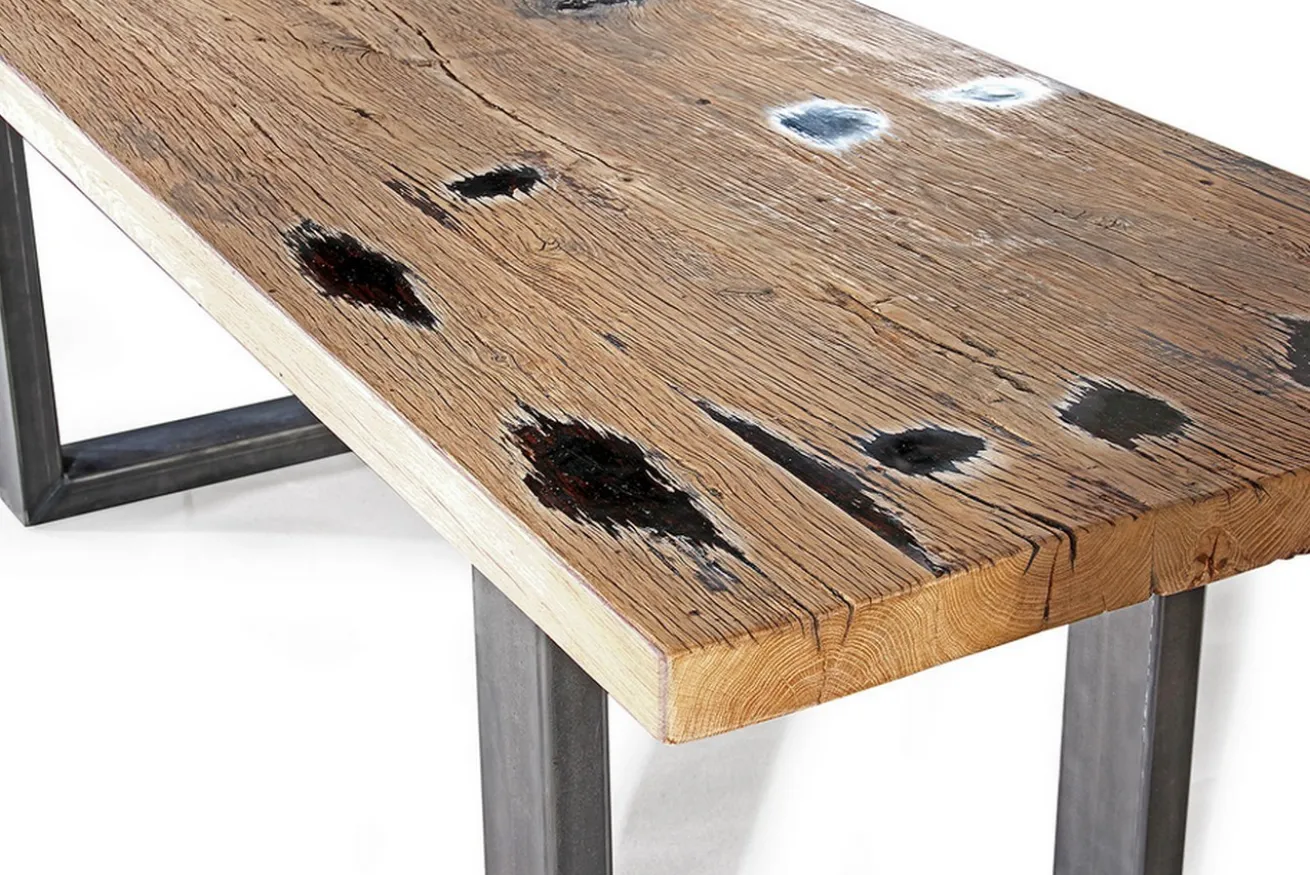 Massivholztisch Alteiche Eiche Metallgestell